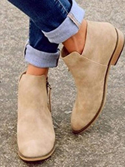 Causal Low-heel Pumps Zipper Shoes