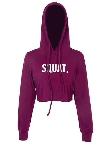 Long Sleeve Letter Printed Crop Hoodies
