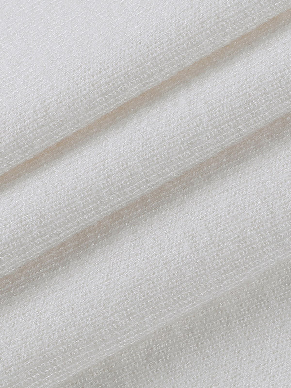 Knitted Hollowed Drawstring Solid Color Tops - kailaple