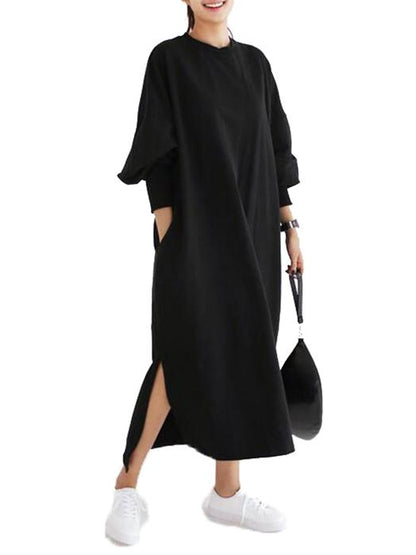 Loose Split-side Striped Blouse Skirt