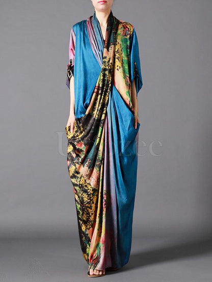 Casual Split-joint Silk Long Dress
