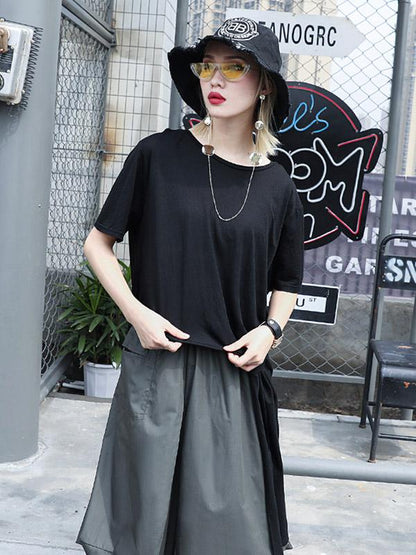 Cropped High-low Loose Plus Size T-shirt Top