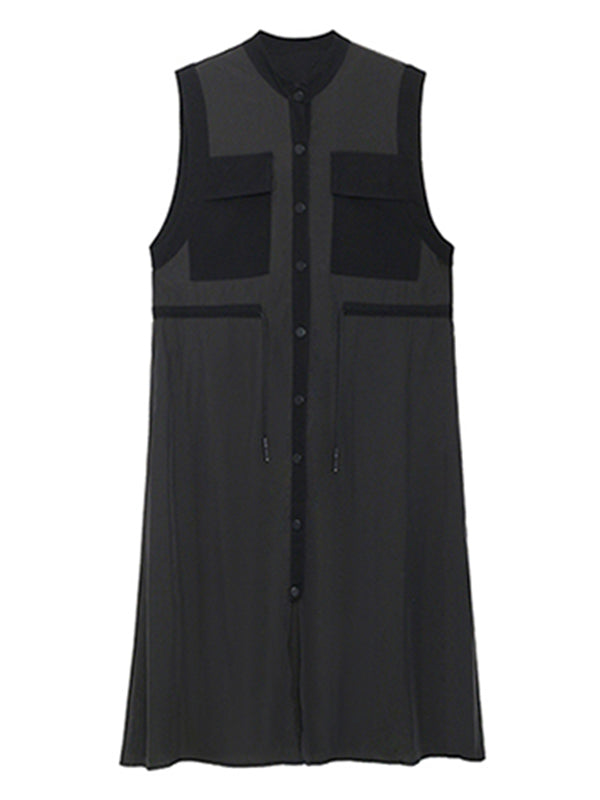 Original Sleeveless Drawstring H-Line Midi Dress