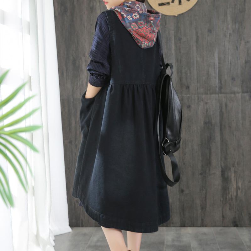 Buykud Patchwork Printed Casual Loose Hooded Coat