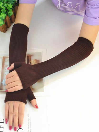 Knitted Half Finger Long Gloves Accessories