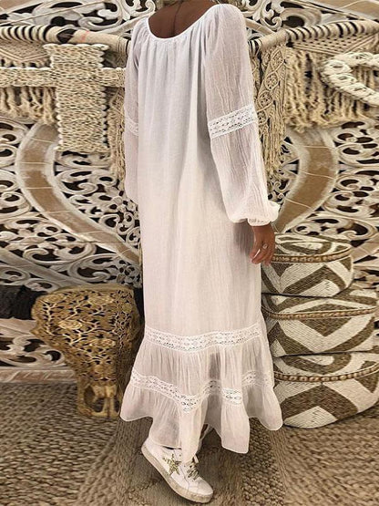 Long Sleeves Lace Loose Maxi Dress