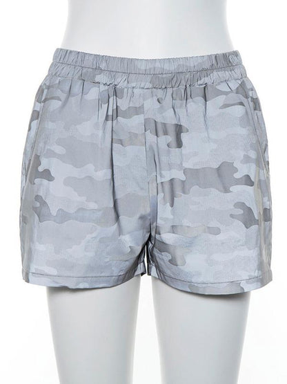 Elastic Camo Casual Shorts
