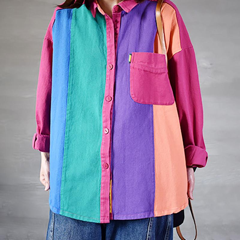 Buykud Colour Blocks Single Pocket Casual Shirt