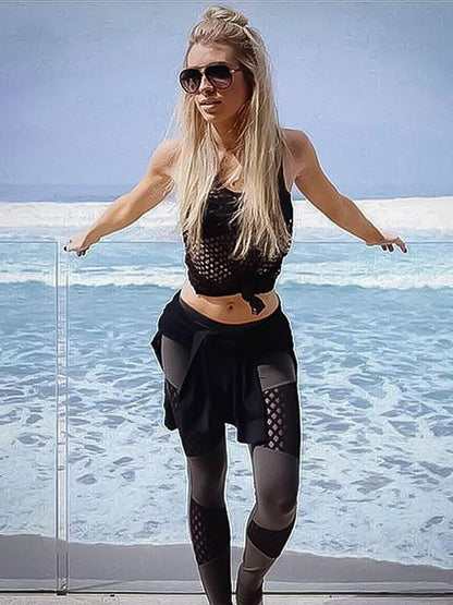 Loose Black Hollow Cover-Ups Tops