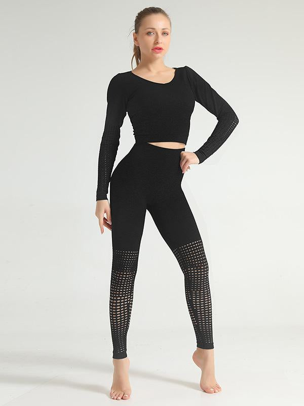 Wrap Long Sleeves Gradient Yoga Suits
