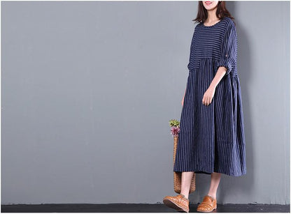 Casual Loose Cotton Long Sleeve Dress