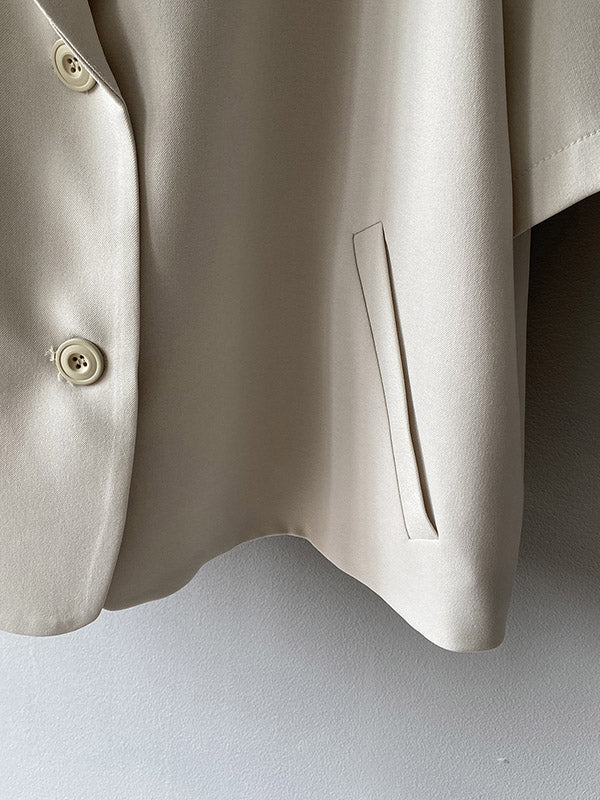 Urban Solid Color Notched Collar Short Sleeves Blazer