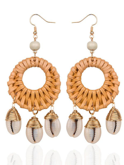 Shell Hollow Rattan  copper wire Earring Accessories