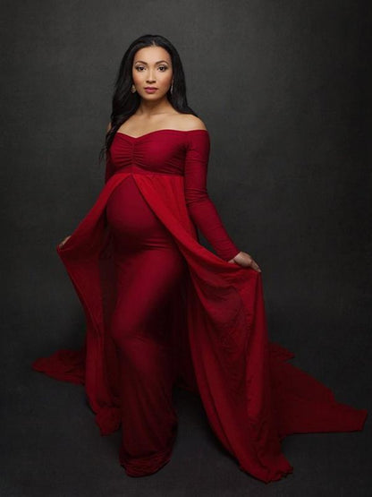 Maternity Off-the-shoulder Maxi Dress