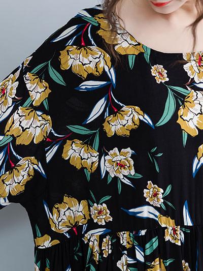 Loose Plus Size Floral Maxi Dresses