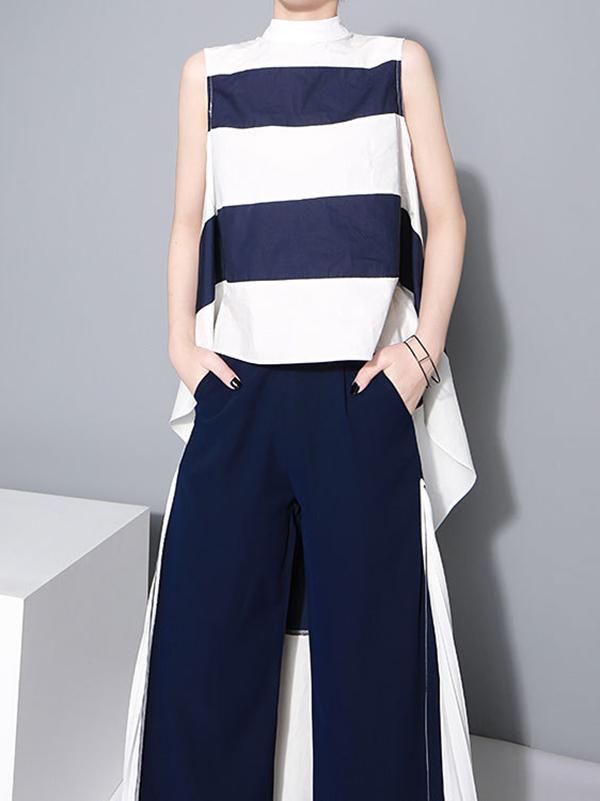 Stripe Swallow-tailed T-shirt