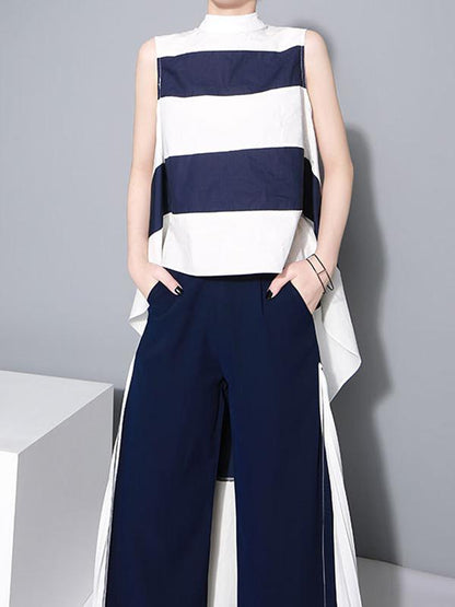 Stripe Swallow-tailed T-shirt
