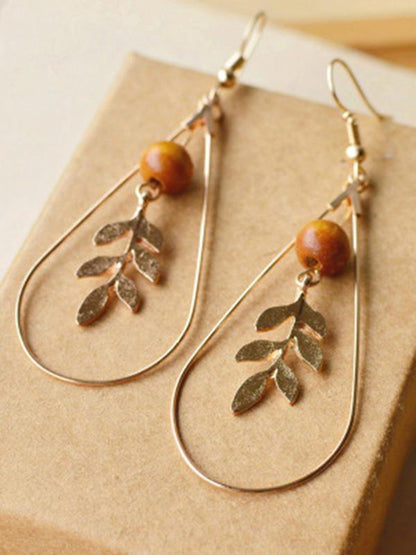 Vintage Leaf Pattern Alloy Earrings Accessories