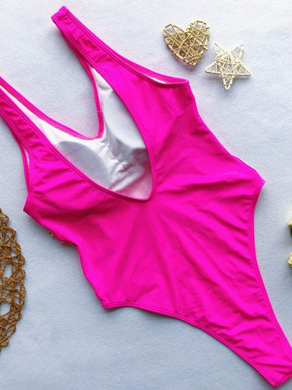 Plain Link Chain One-Piece Swimsuit