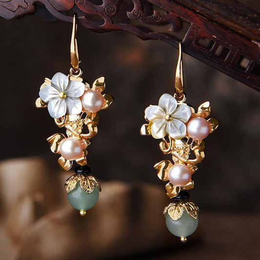 Ethnic Gold Plated Long Eardrop Earrings