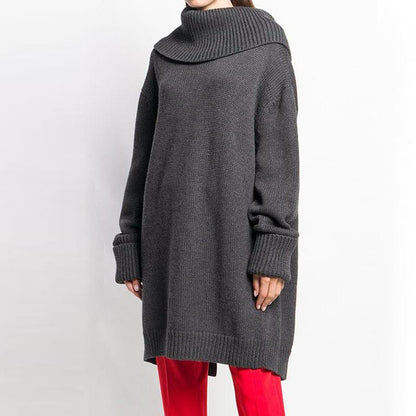 Buykud Autumn Winter Loose Turtleneck Cloak Style Sweater