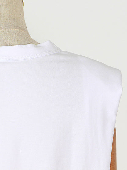 Casual Solid Color Round-Neck Cap Sleeve Vest Tops