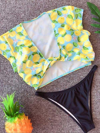 V-neck Short Sleeves Bikinis Swimwear
