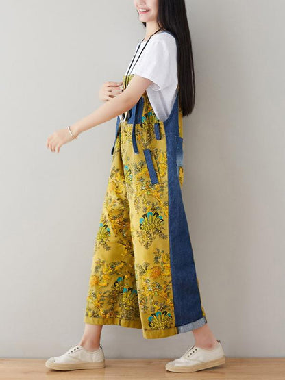 Multicolor Printed Wide Leg Jean Pants