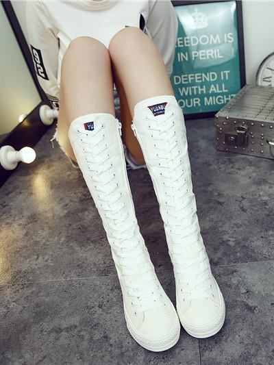Casual High-top Side Zipper Mid high Canvas Boots