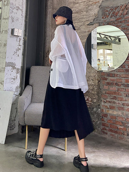 Casual Loose Pleated Asymmetric Skirts Bottoms