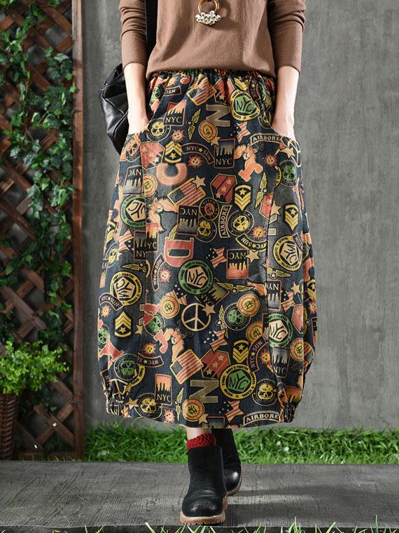 Loose Printed A-line Skirt Bottom