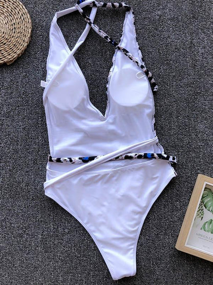 Half Printed One-piece Swimwear