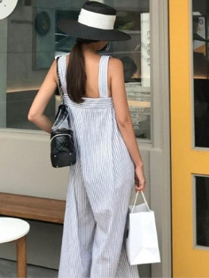 Casual Striped Wide-leg Jumpsuit