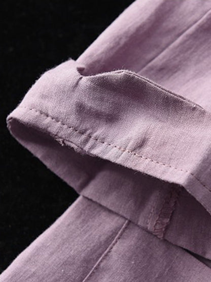 Urban Simple Solid Color Notched Collar Half Sleeves Blazer