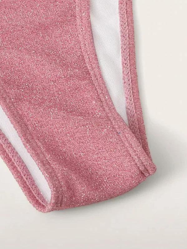 Sequined Lace-Up Bikini Swimsuit