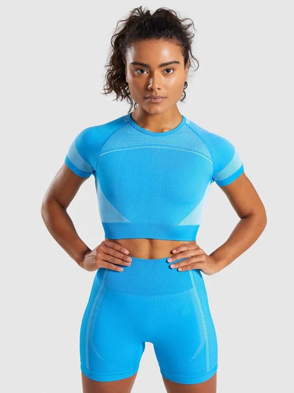 Solid Color Short Sleeves Yoga Suits