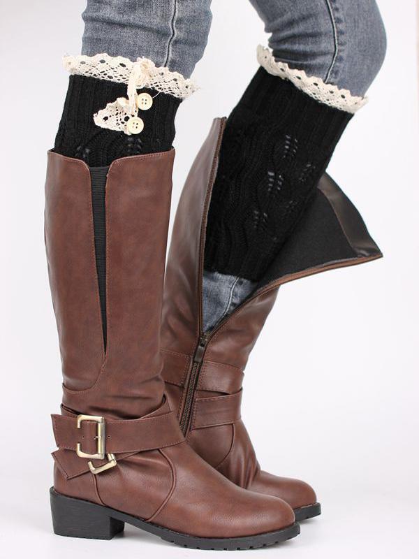 Lace Solid Color Knitting Ankle Socks