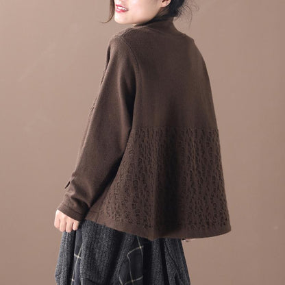 Buykud Casual Spliced Pure Color Comfortable Sweater