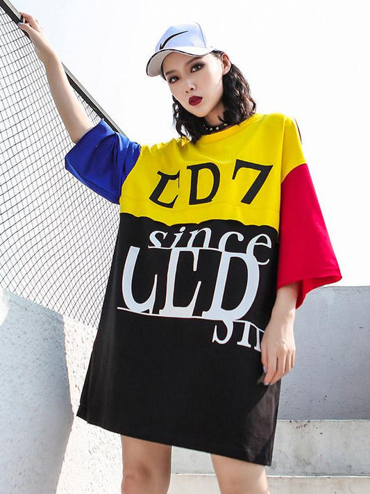 Loose Printed Letter T-Shirt Dress