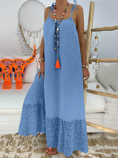 Solid Split-joint Maxi Dress
