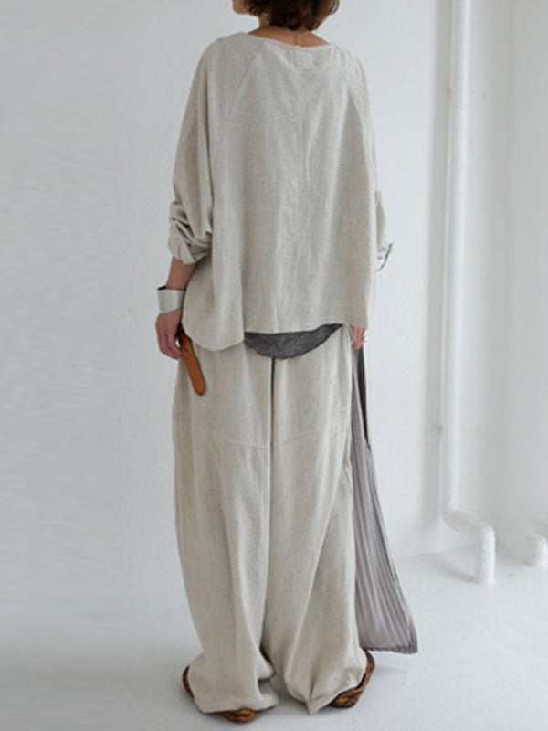 Casual Loose Solid Color Buttoned Lapel Collar Long Sleeves Outwear