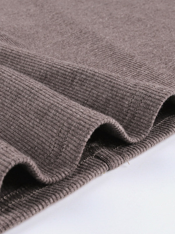 Solid Color Threaded Tanks&Pullover Two Pieces Set - kailaple