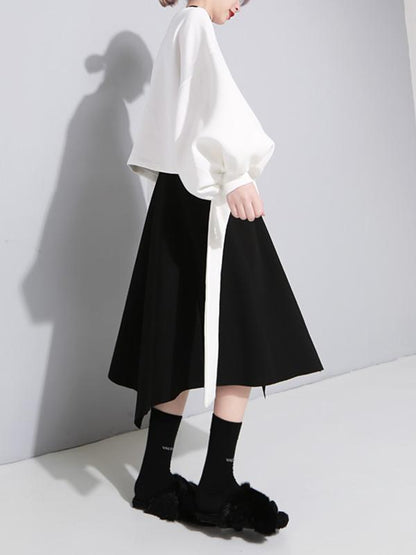 Bandage Bow-Knot Lantern Sleeves Sweatshirt