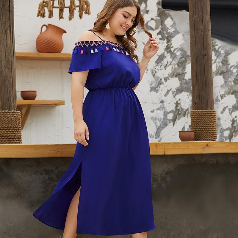 Plus Size Off-the-Shoulder Long Dress