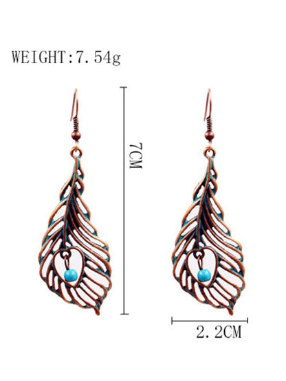 Leaf Pattern Alloy Earrings Accessories