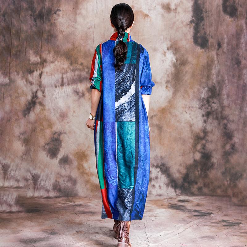 Buykud Personalized Multicolored Printed Turtleneck Warm Dress