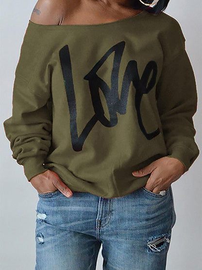 Plus Size Loose Printed Hoodies Top