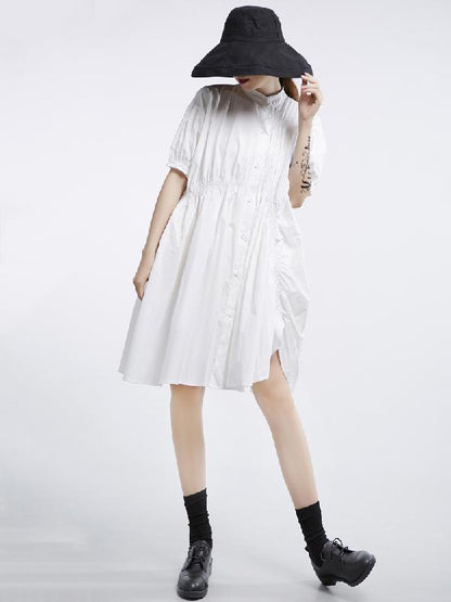 Asymmetric Lantern Short Sleeves Dress