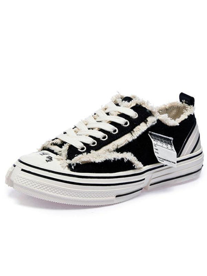 Flat Heels Lace Up Canvas Sneakers