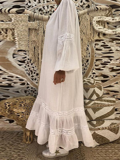 Long Sleeves Lace Loose Maxi Dress